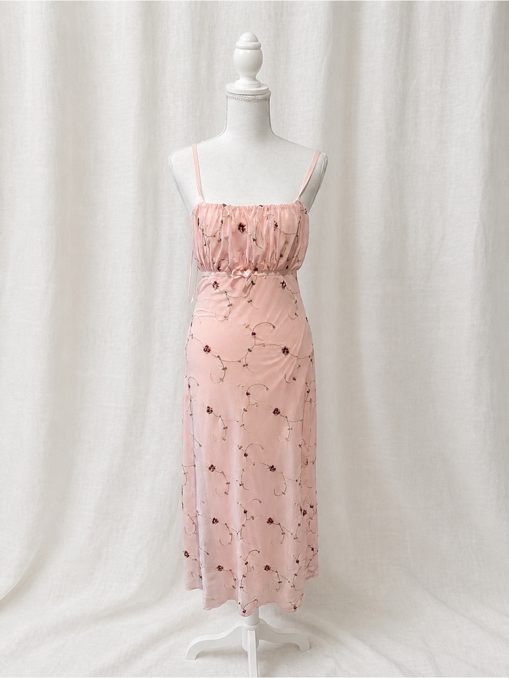 Blush Pink Floral Midi Dress
